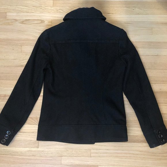 LE CHATEAU Wool Mark Blend Pea Coat Black XS - Picture 3 of 6